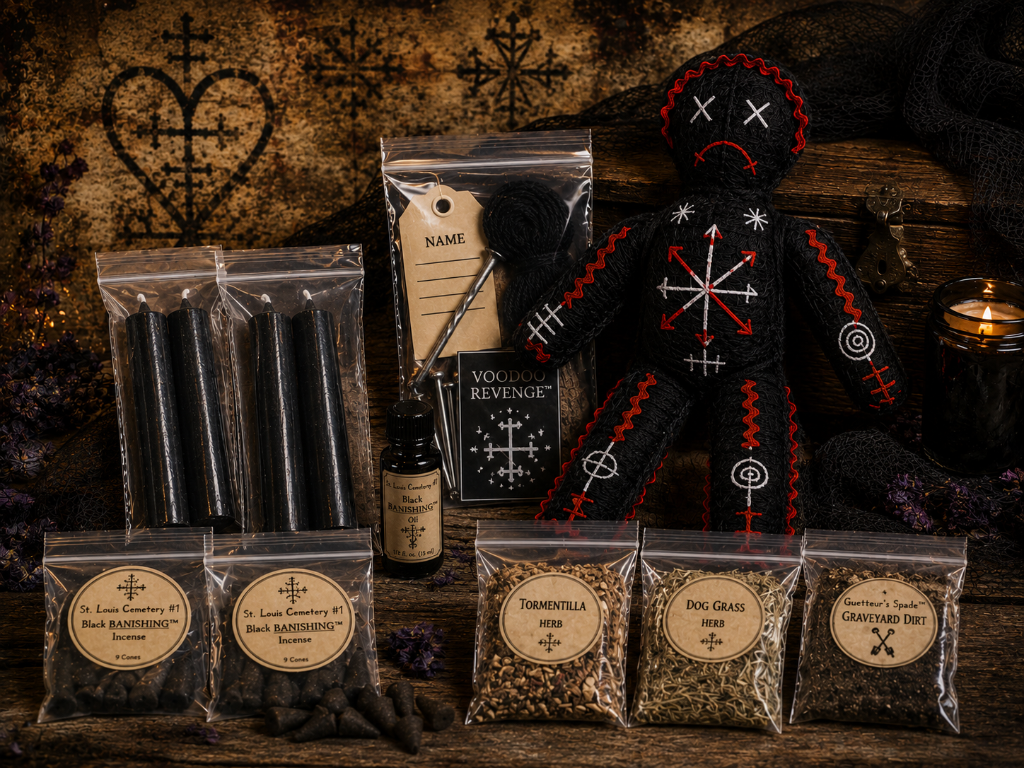 Deluxe New Orleans Voodoo Revenge Doll complete kit