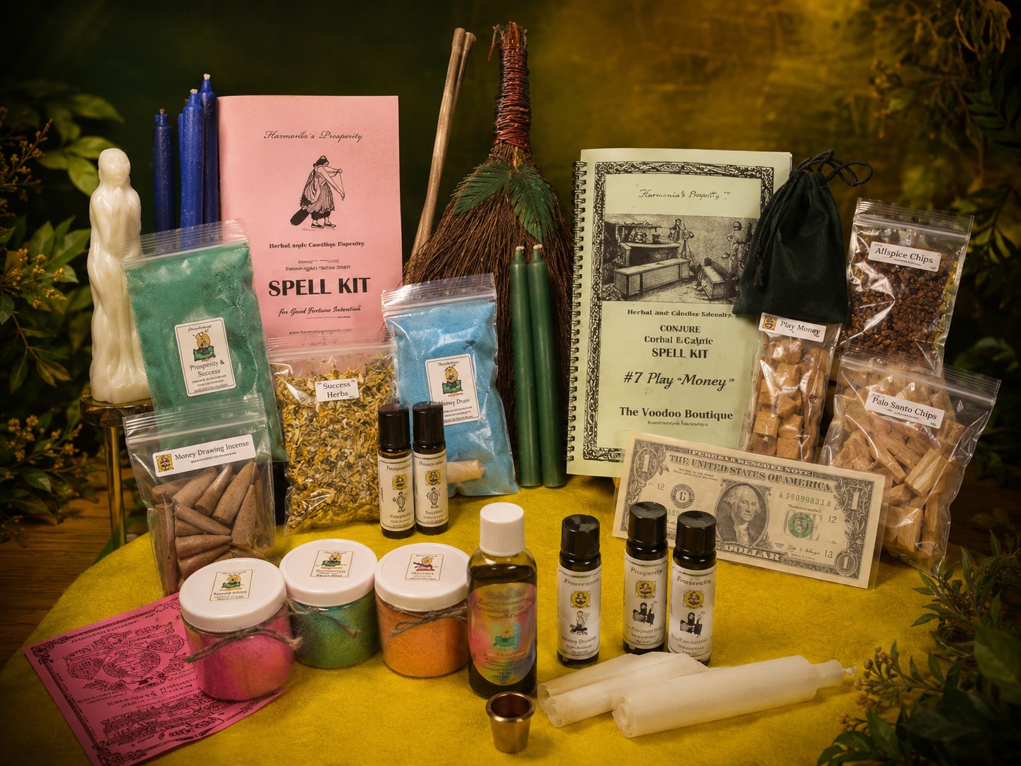 A selection of Spellmaker prosperity, luck and money magick products